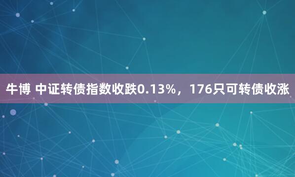 牛博 中证转债指数收跌0.13%，176只可转债收涨