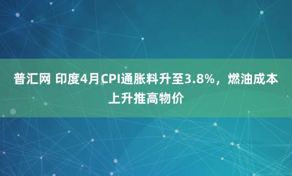 普汇网 印度4月CPI通胀料升至3.8%，燃油成本上升推高物价